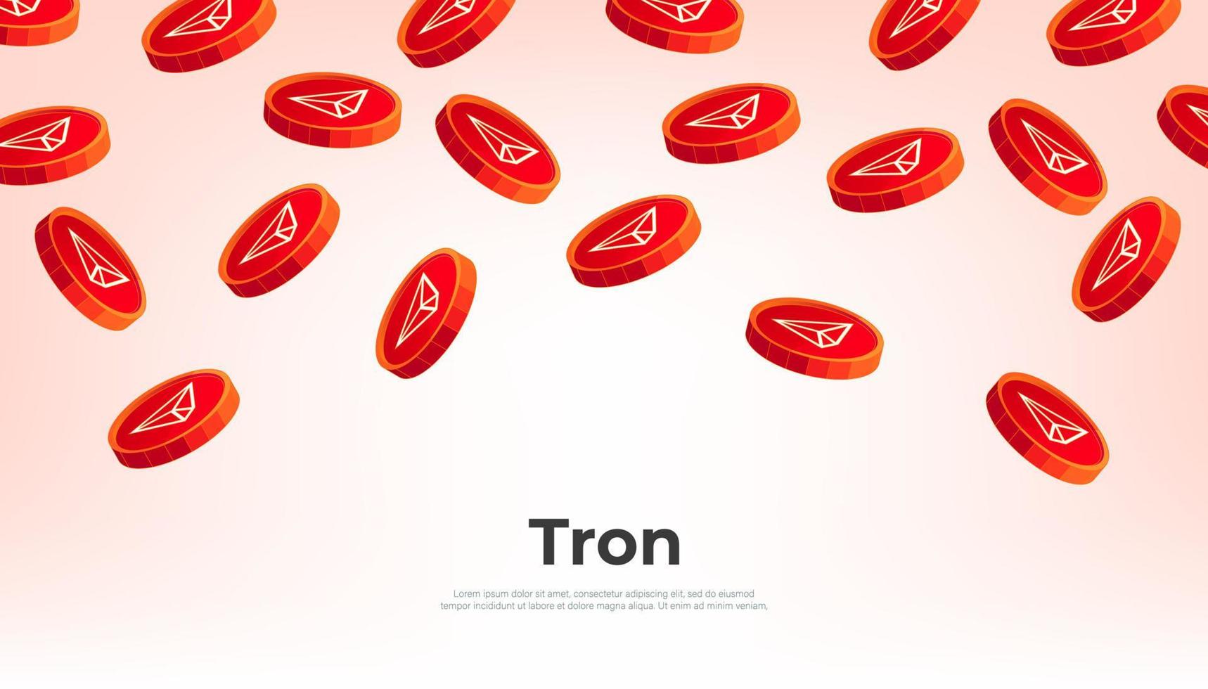 TRON coin falling from the sky. TRX cryptocurrency concept banner background. vector