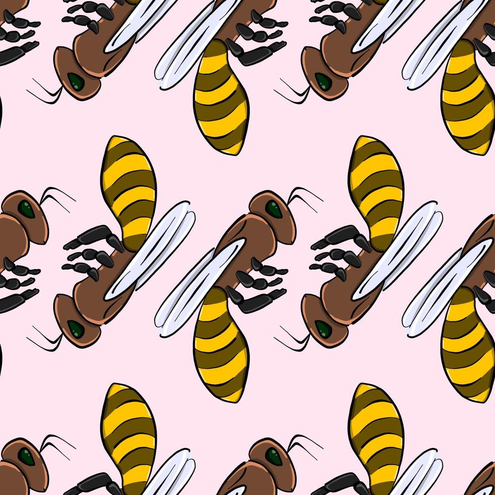 Bees pattern , illustration, vector on white background