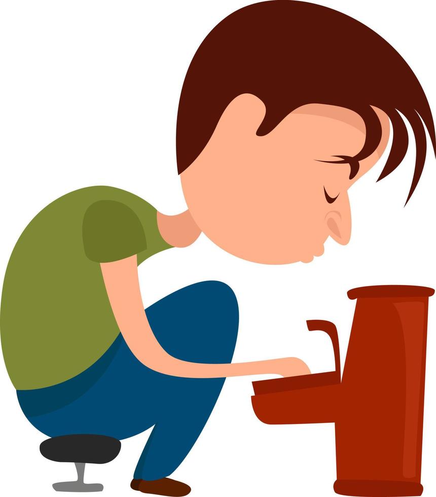 niño tocando el piano de juguete, ilustración, vector sobre fondo blanco