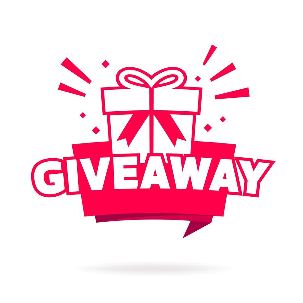 Giveaway with gift box label. vector