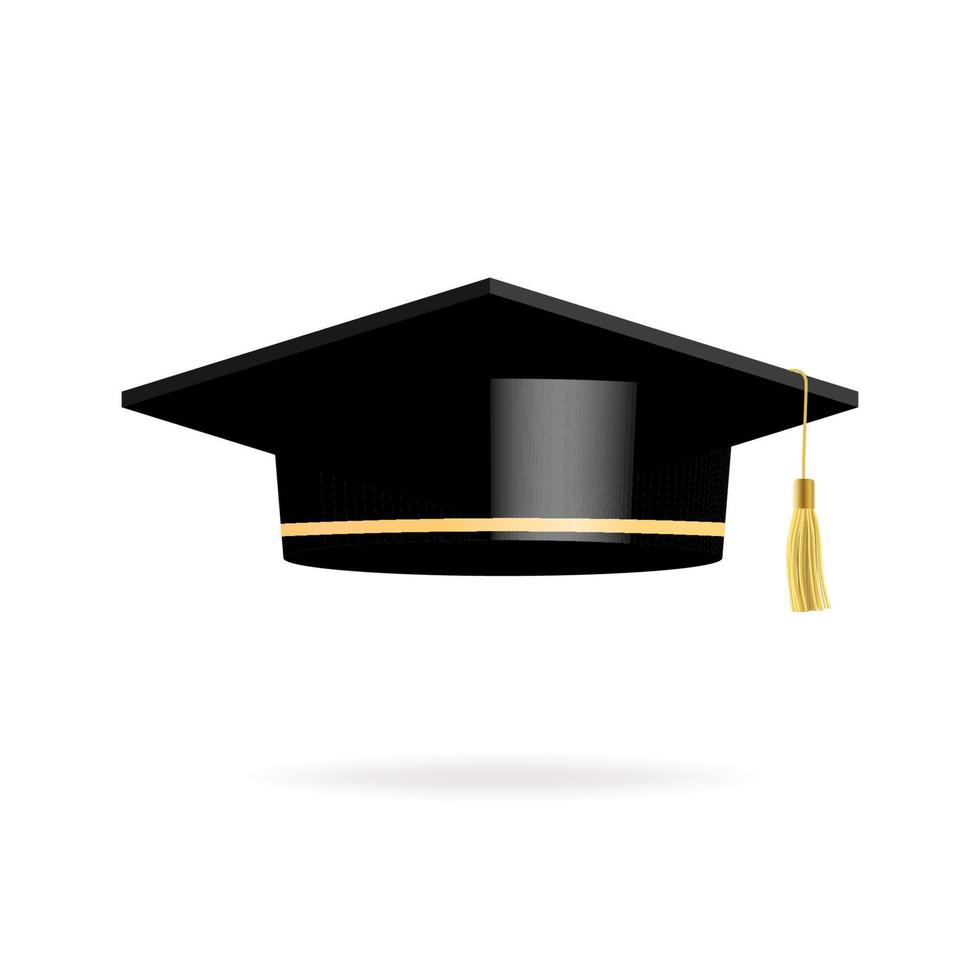 Graduate college, high school or university cap isolated on white background. vector