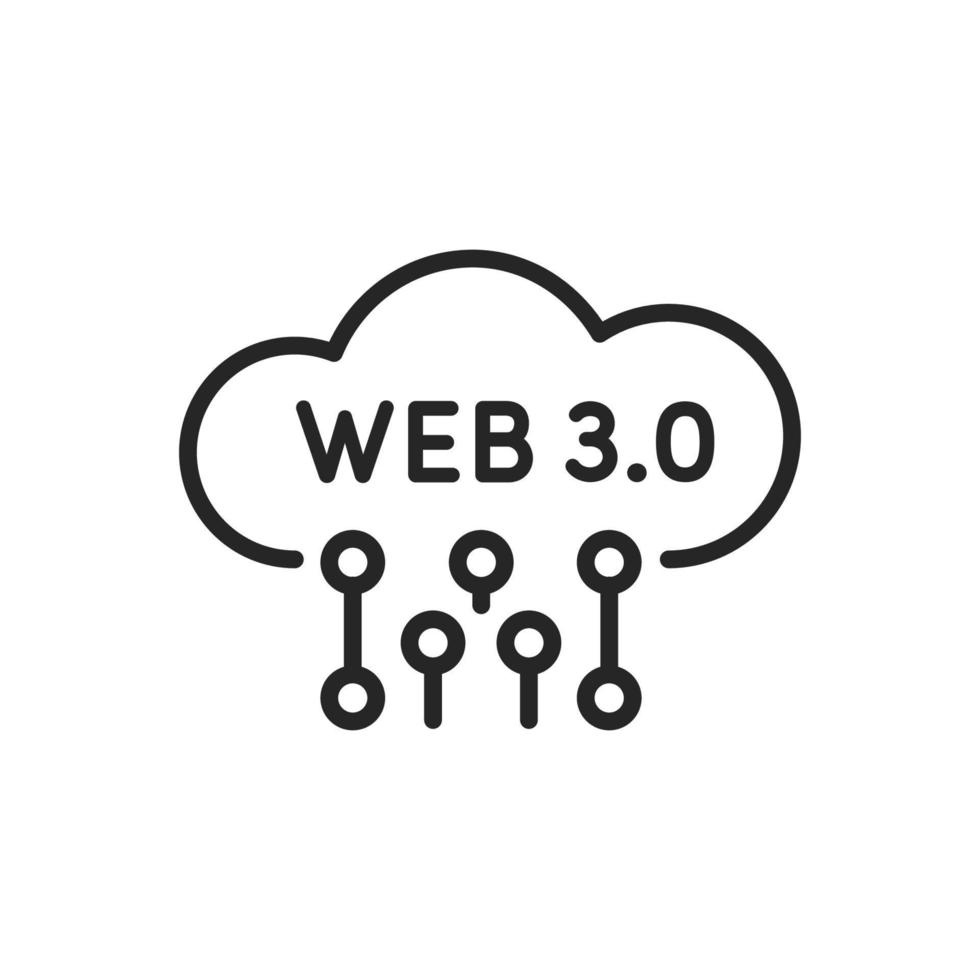 icono de línea web 3.0 con símbolo de nube aislado sobre fondo blanco. vector