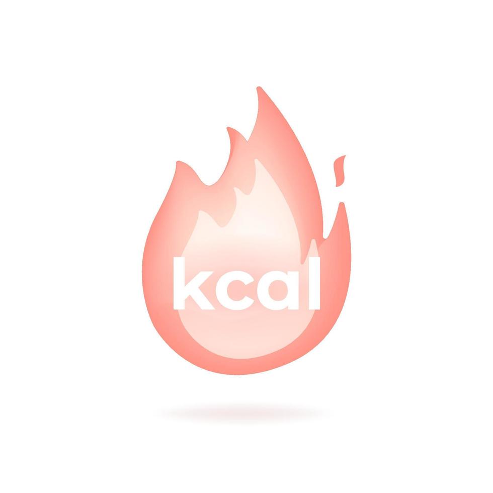 icono de kcal, kilocaloría, vector de símbolo 3d de quema de grasa.