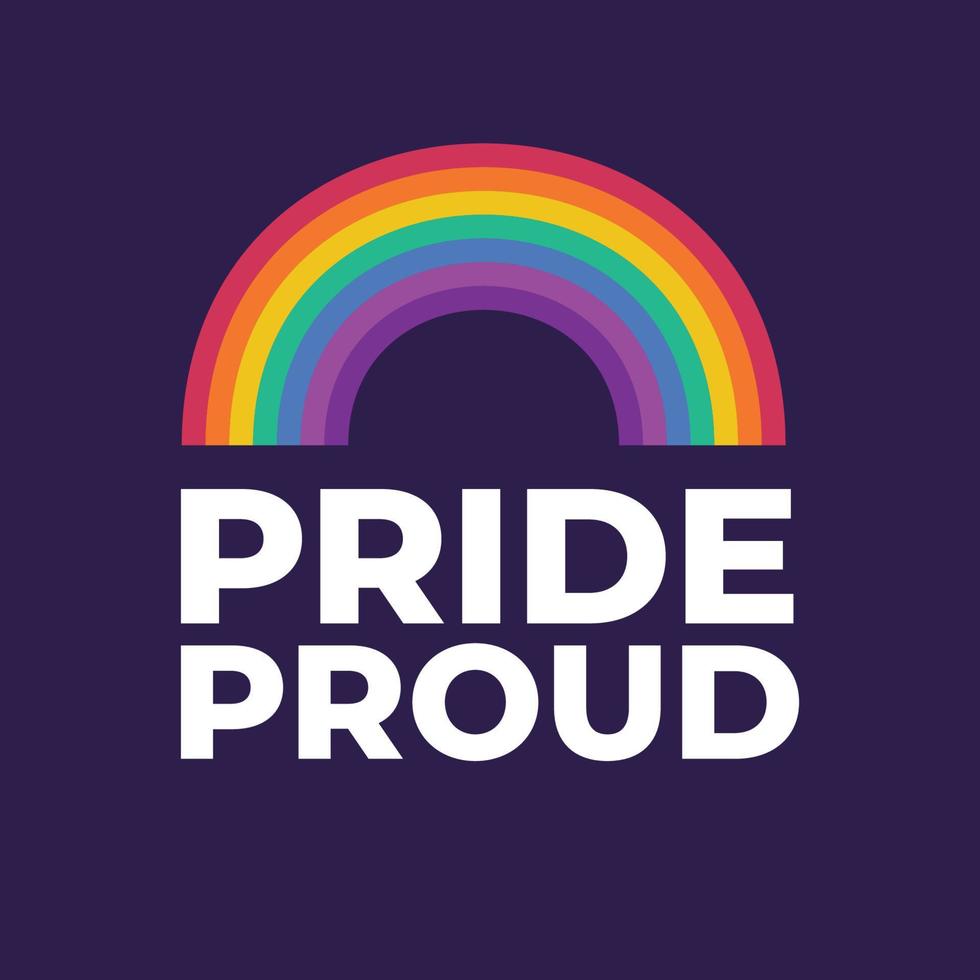 Pride proud rainbow flag symbol. Pride month event celebration isolated on purple background. vector