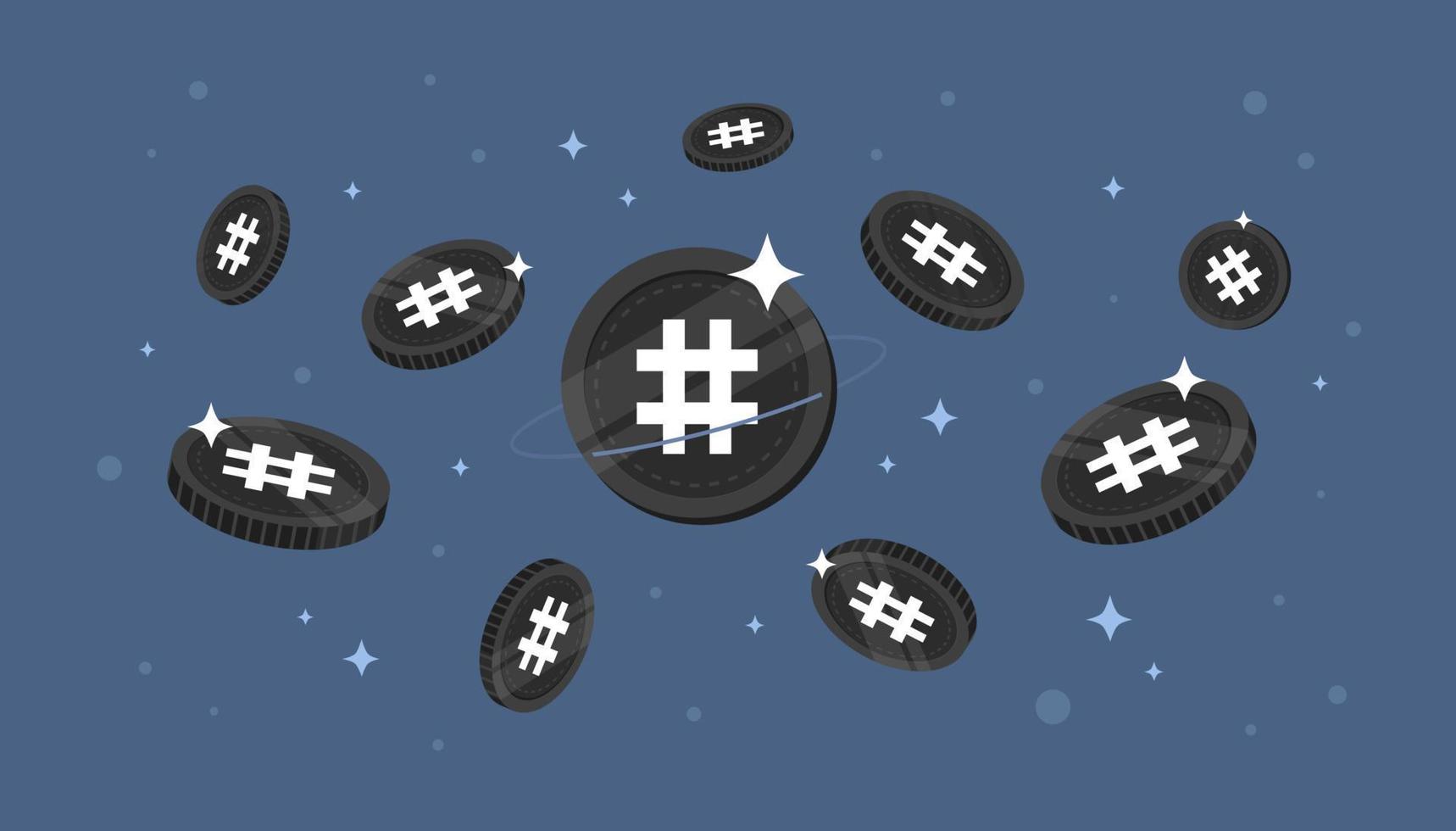 Reserve Rights coins falling from the sky. RSR cryptocurrency concept banner background. vector