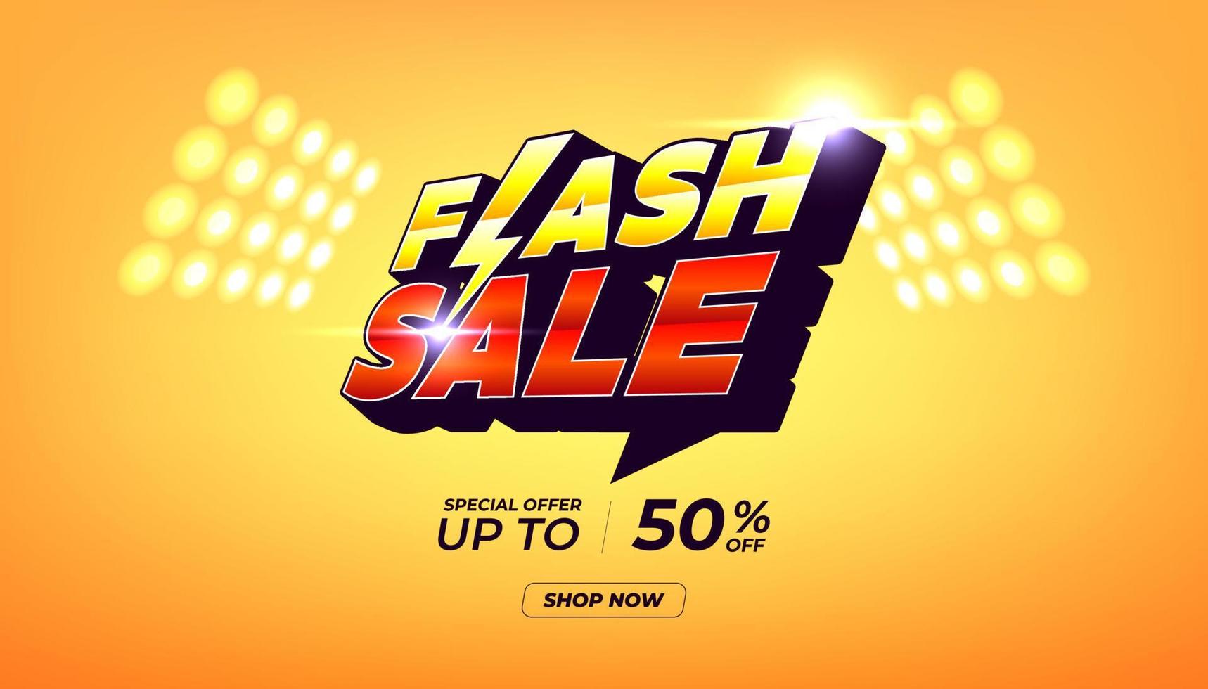Flash sale special offer with Thunder, Shopping banner template design for social media and website. Flash online sale campaign. vector