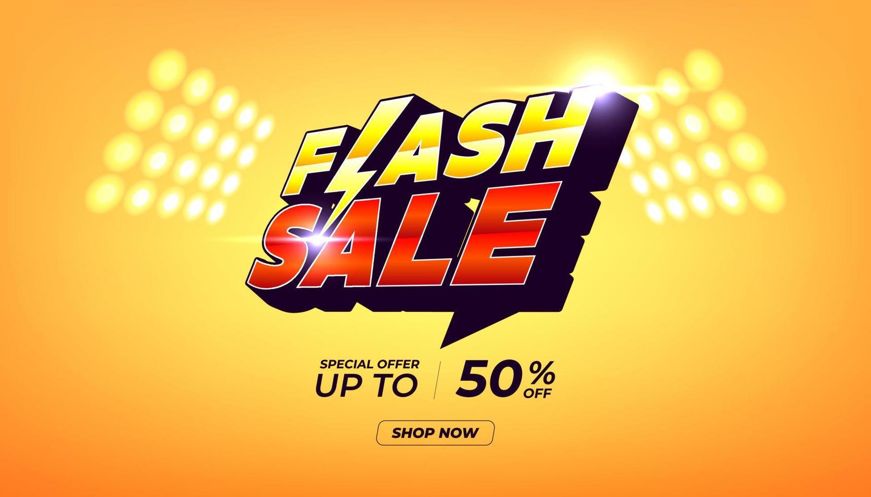 oferta especial de venta flash con trueno, diseño de plantilla de banner de compras para redes sociales y sitio web. Campaña flash de venta online. vector