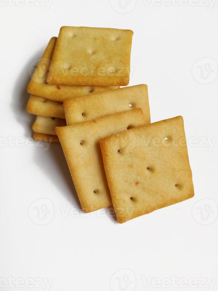 Cracker biscuit isolated on white background photo