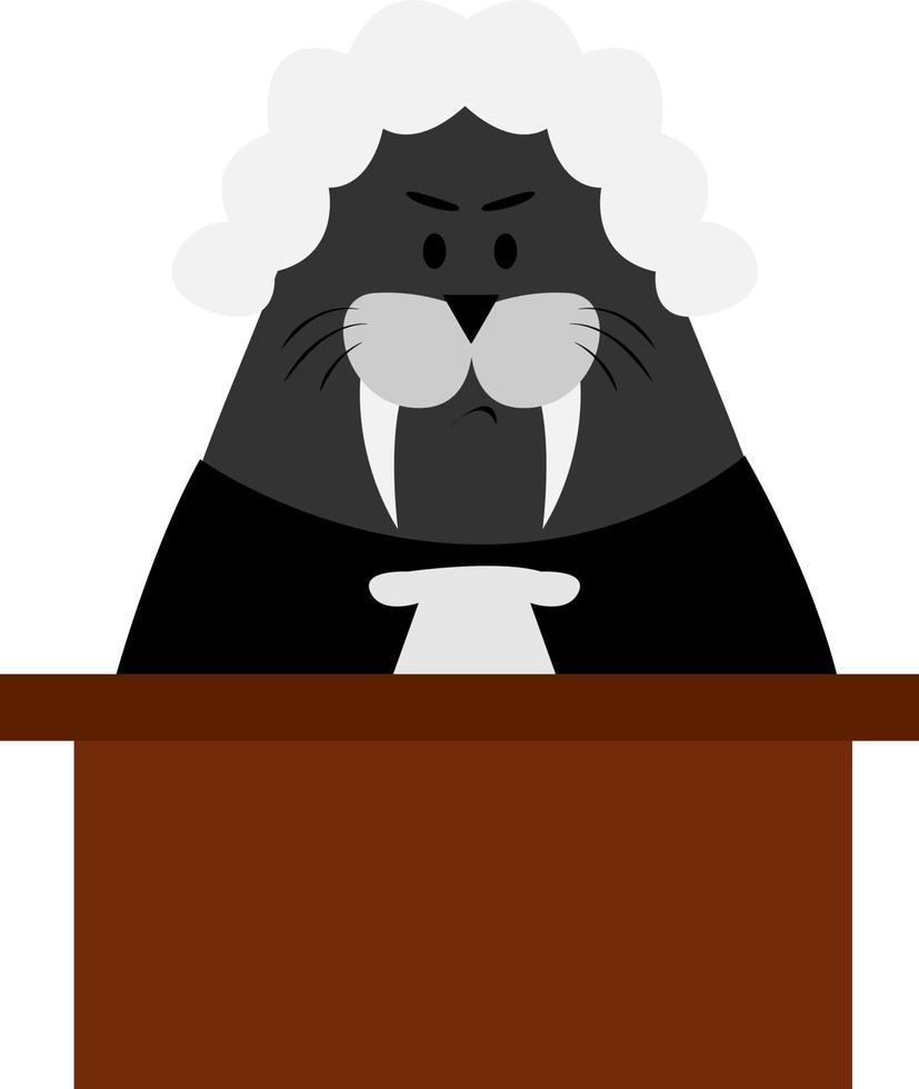 Judge walrus, illustration, vector on white background.