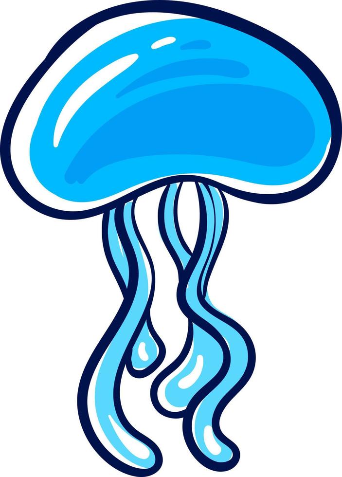 Blue jellyfish, illustration, vector on a white background.