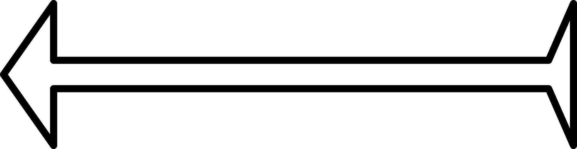 Thin lined arrow with a small tail pointing to the left, illustration, vector on white background.