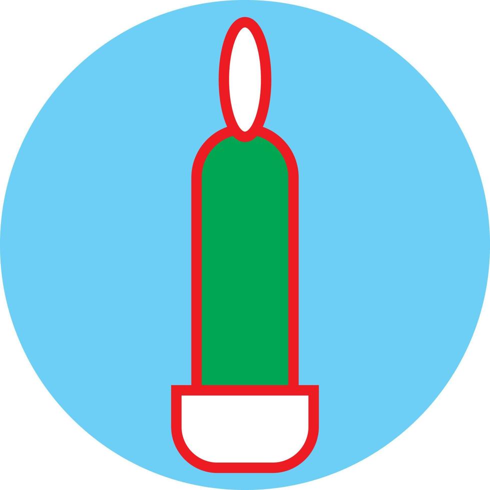 One green candle, illustration, vector on a white background.