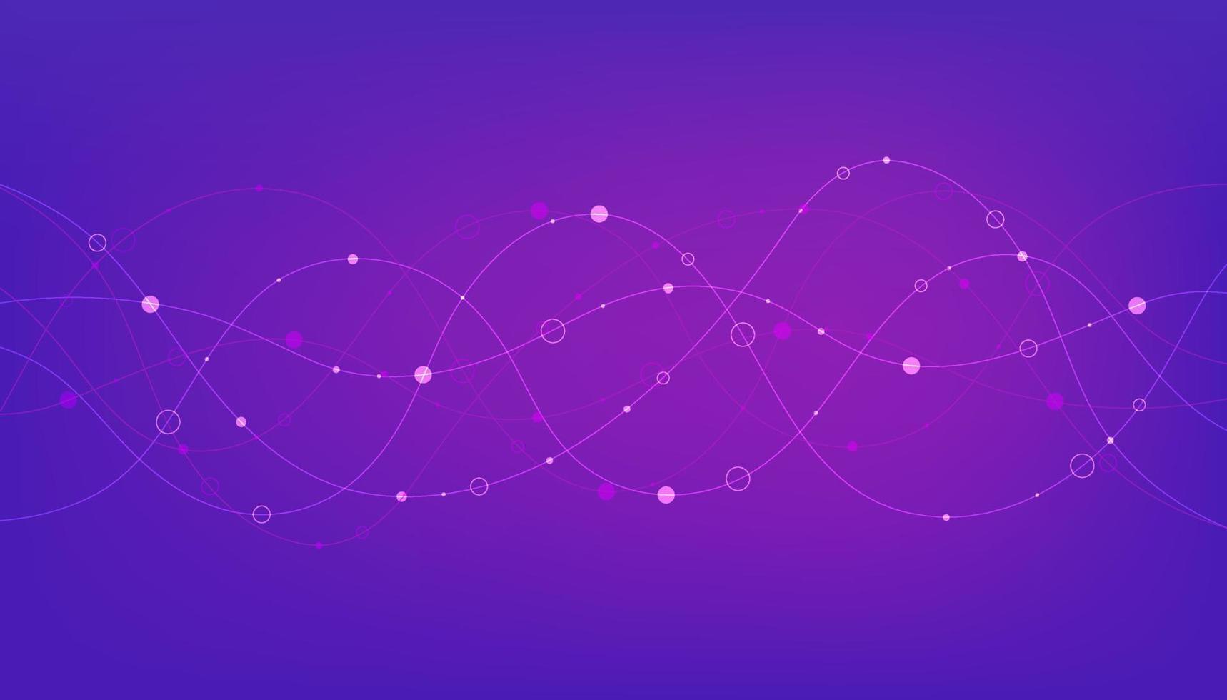 Abstract lines and dots digital background poster with dynamic wave. Network technology banner. Vector