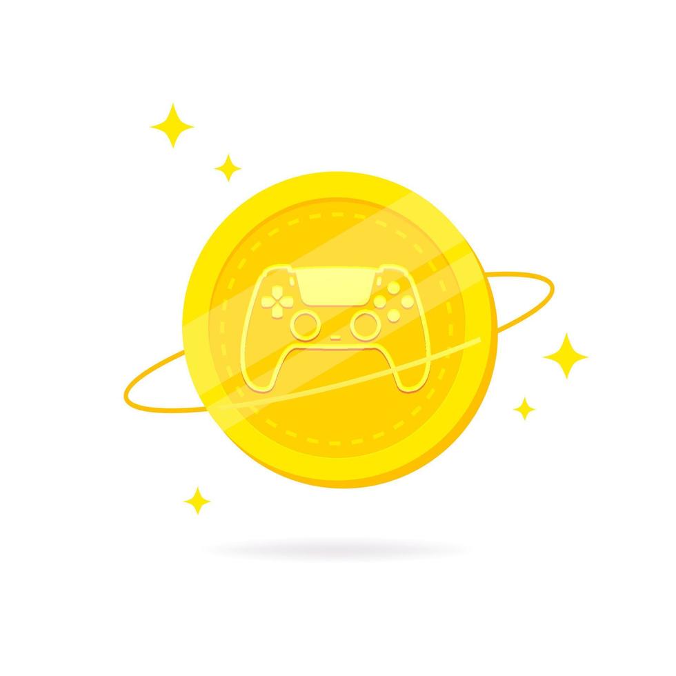 Game coin logo icon. Gaming coin with joystick symbol. vector
