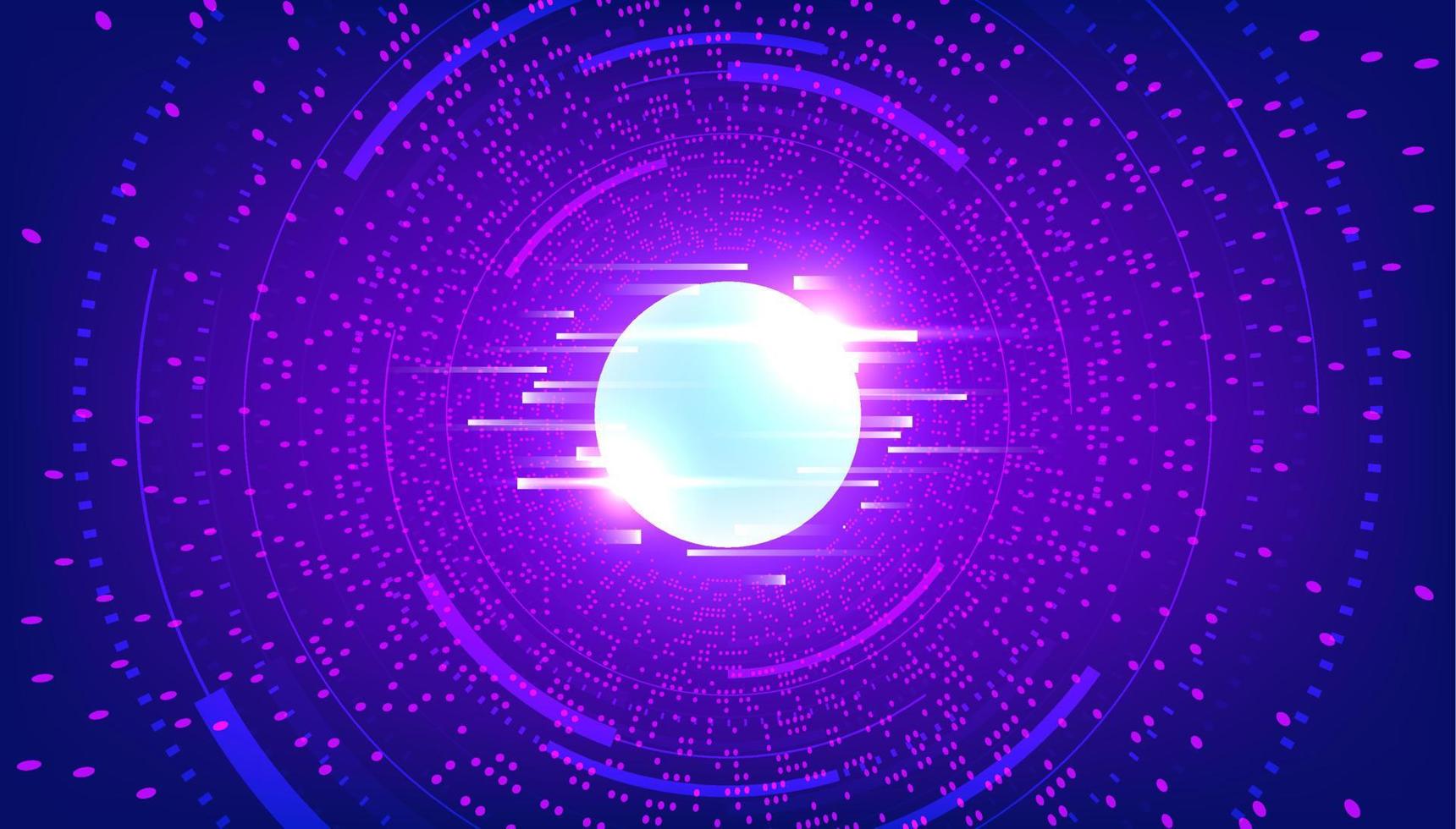 Metaverse abstract background with glowing glitch circle in the center, perspective tunnel, virtual cyber space. Vector