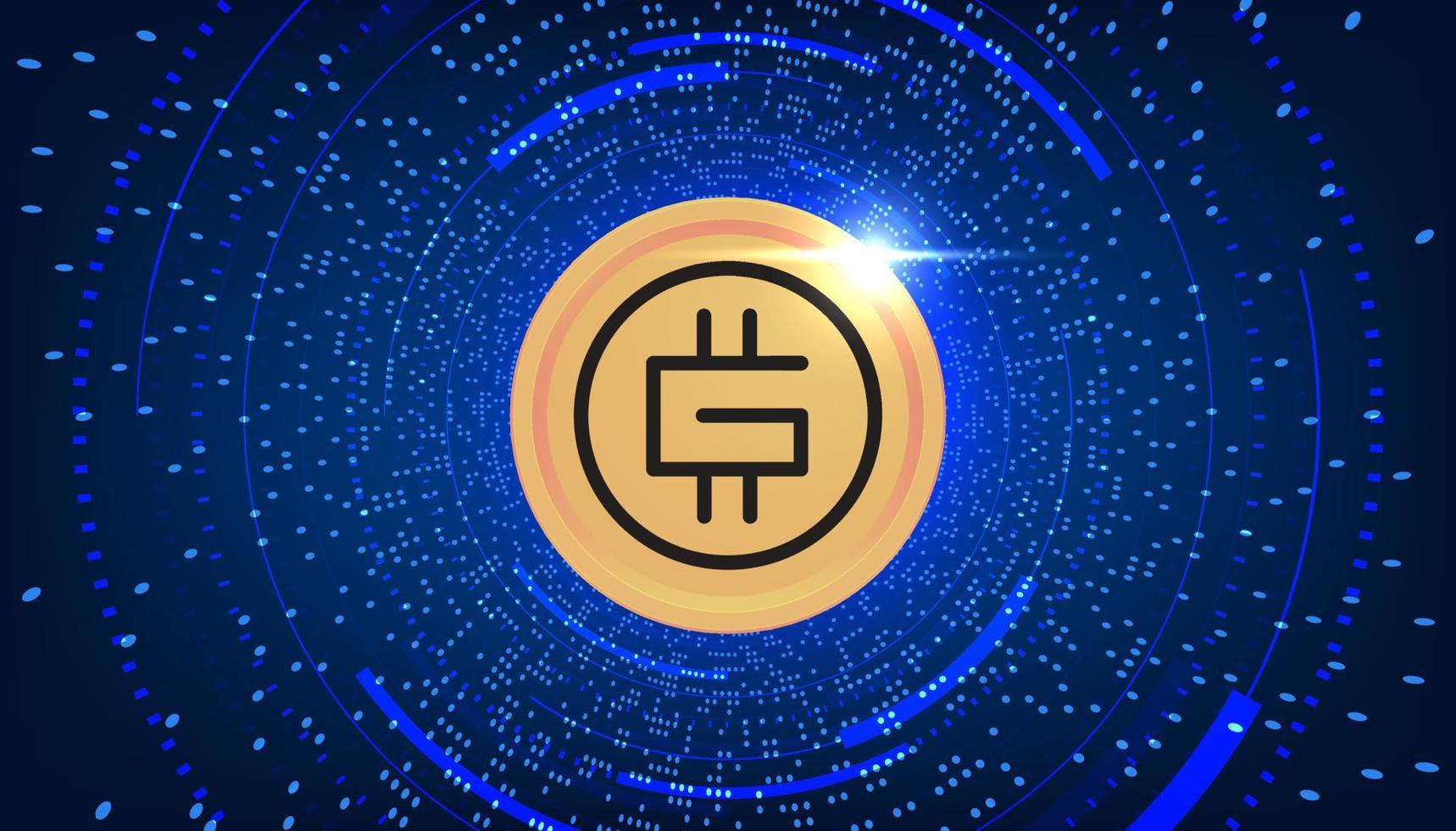 Green metaverse token coin banner. GMT coin cryptocurrency concept banner background. vector