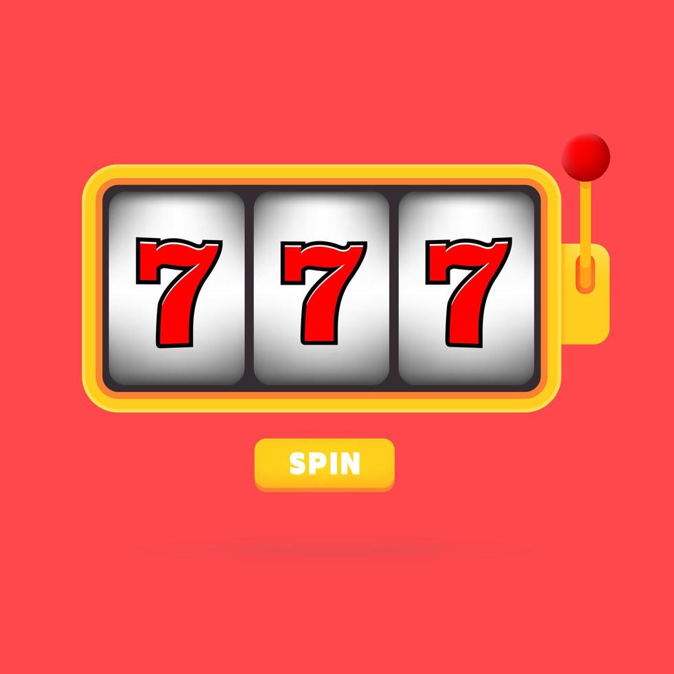 Lucky Seven 777 máquina tragamonedas. juego de casino oportunidad de fortuna de juego. vector