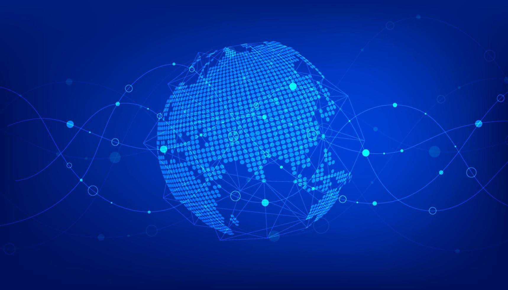 Global network connection. Abstract Earth Map. Big data visualization background. vector