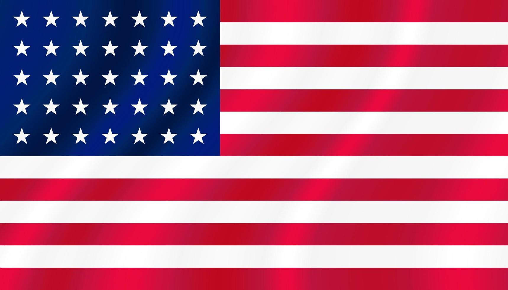 Wavy flag of United States USA. vector