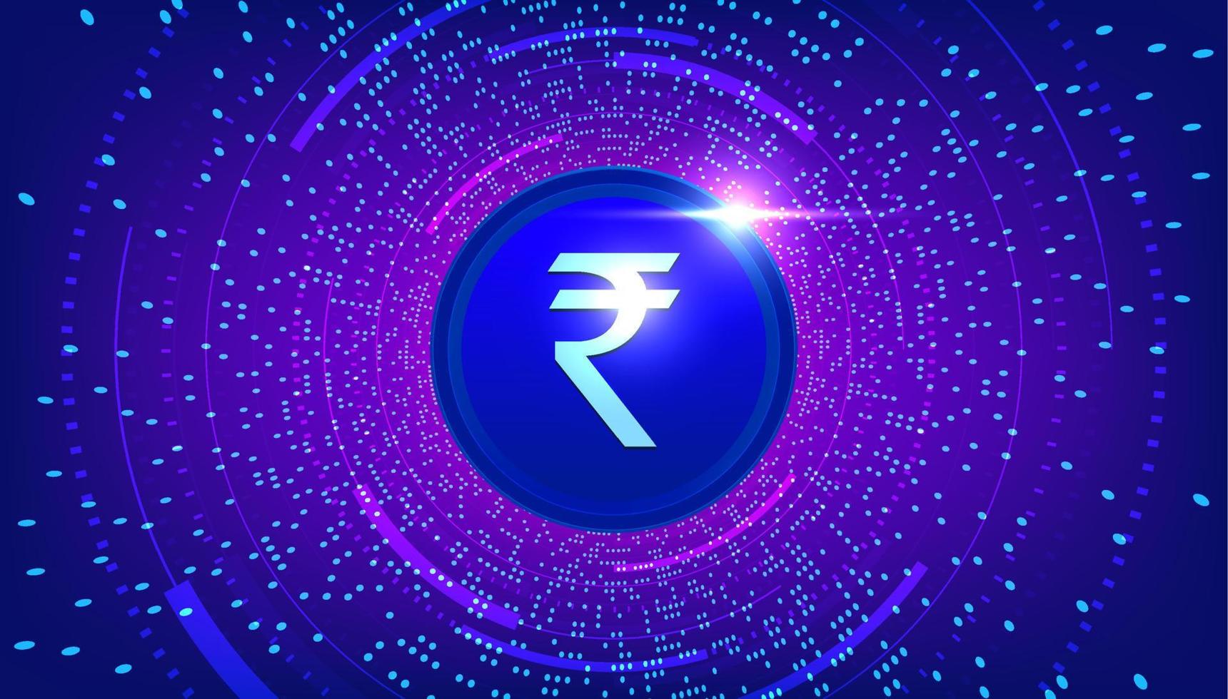 Digital rupee currency, CBDC currency futuristic digital money on blue abstract technology background, vector. vector