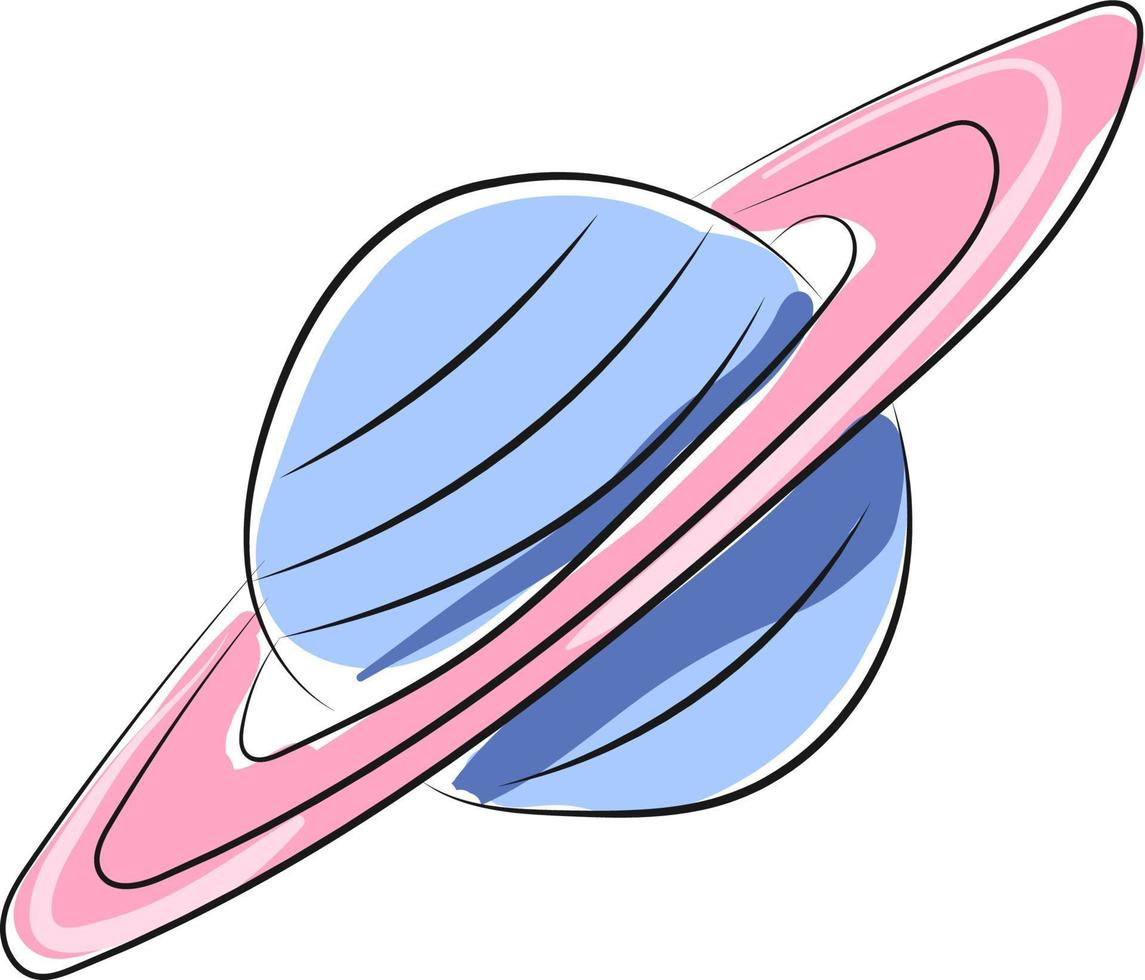 Planet saturn, illustration, vector on white background.