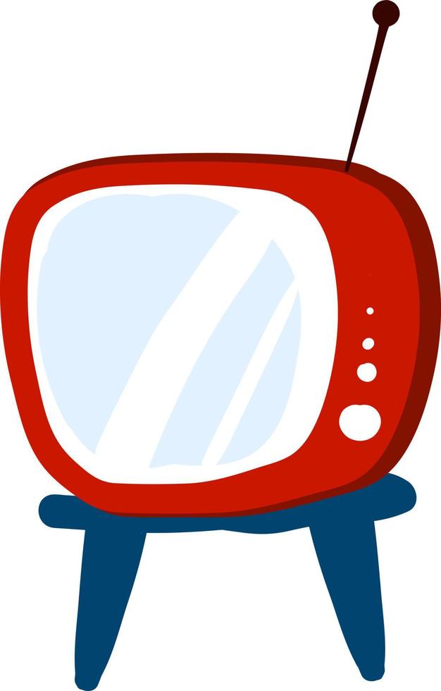 Old red tv, illustration, vector on white background.