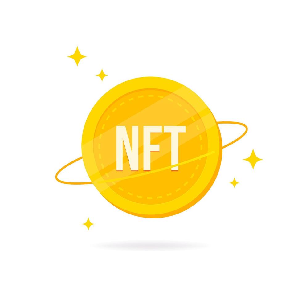 Non-fungible token coin. NFT golden coin icon. vector