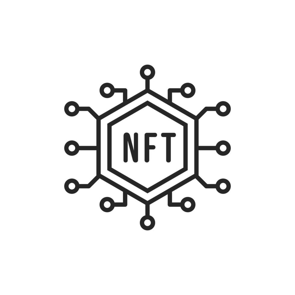 icono de línea de tecnología nft. vector de símbolo de token no fungible.