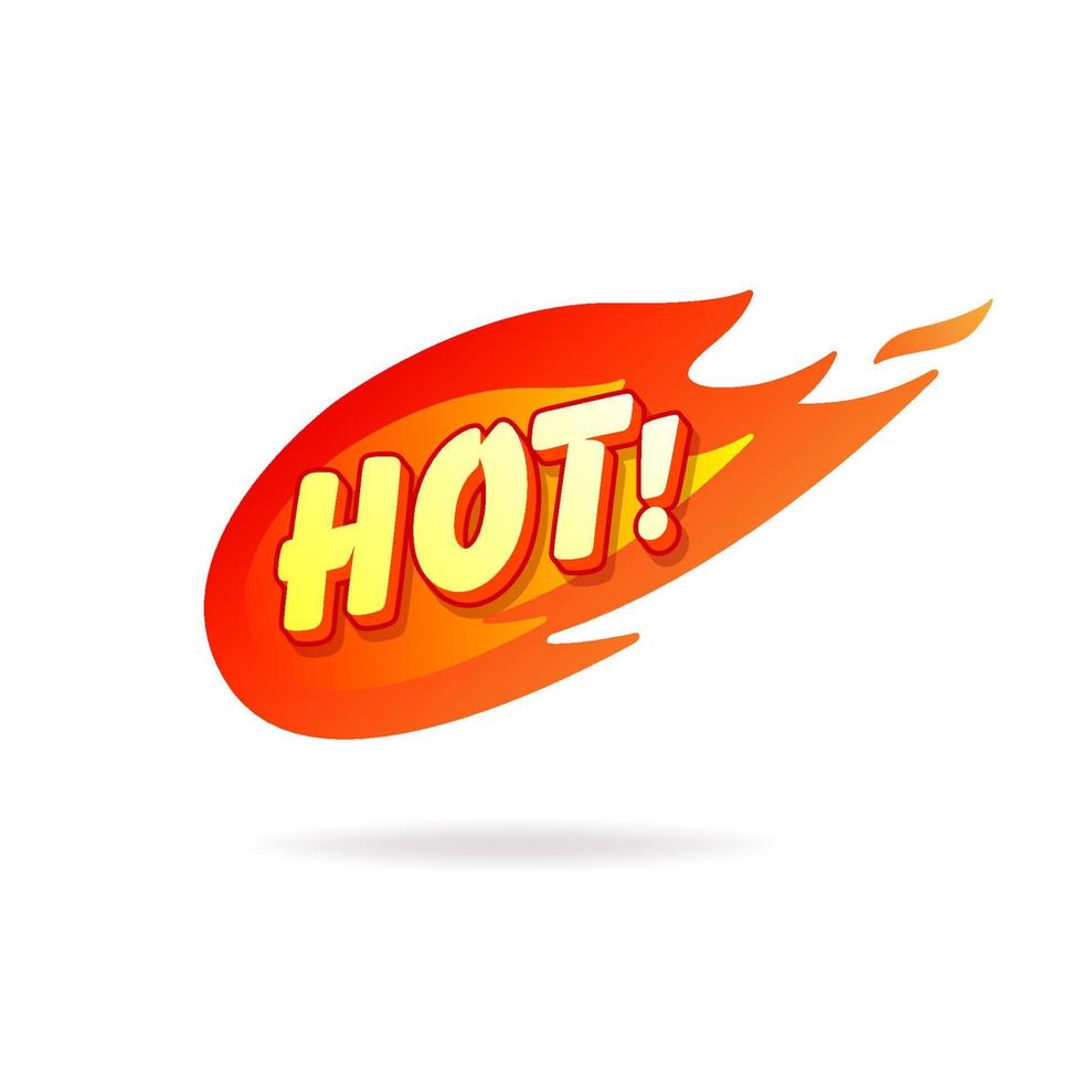 Hot fire sign, promotion fire banner, price tag, hot sale, offer, price. vector