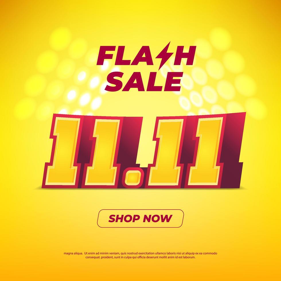 11.11 Shopping day Poster or banner. 11.11 Flash sale banner template design for social media and website. vector