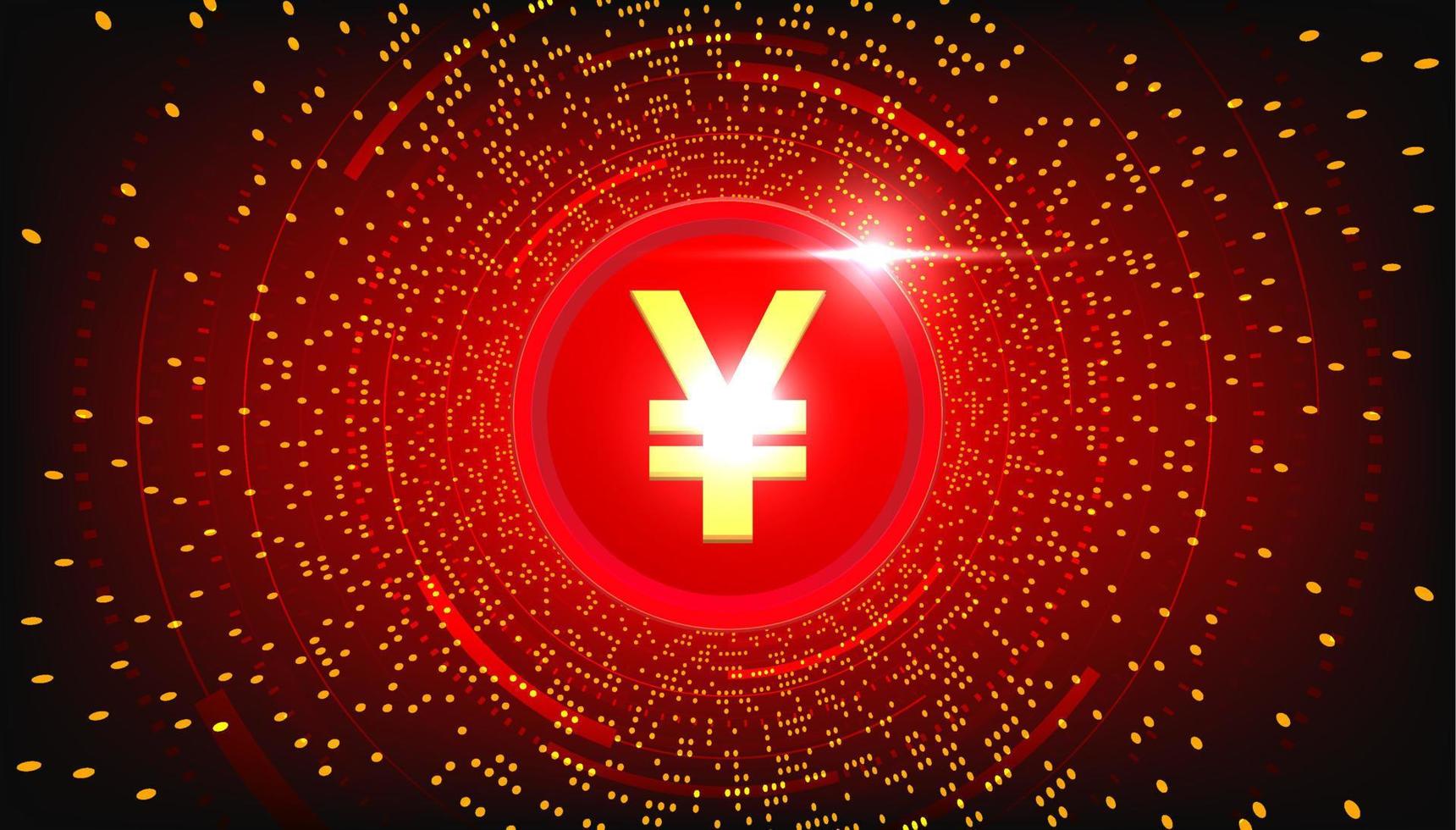 Chinese Yuan digital currency, Yuan currency futuristic digital money on red abstract technology background, vector. vector