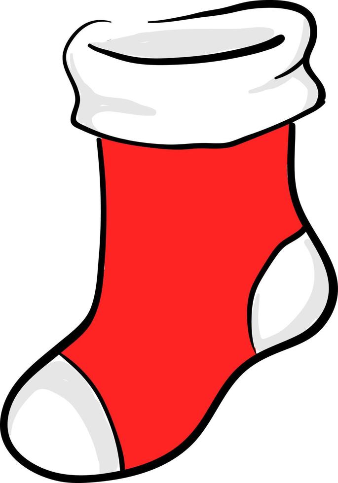 Red sock, illustration, vector on white background.
