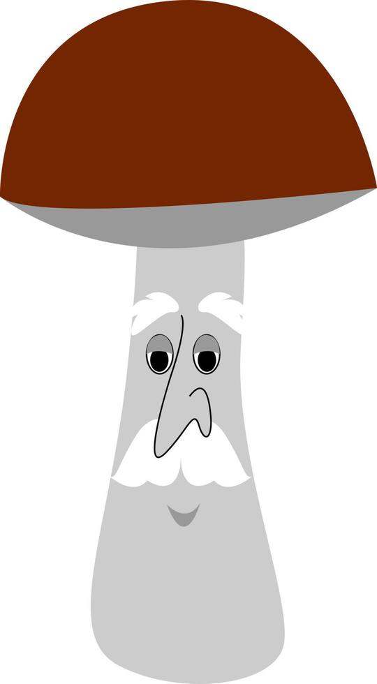 Old mushroom, illustration, vector on white background.