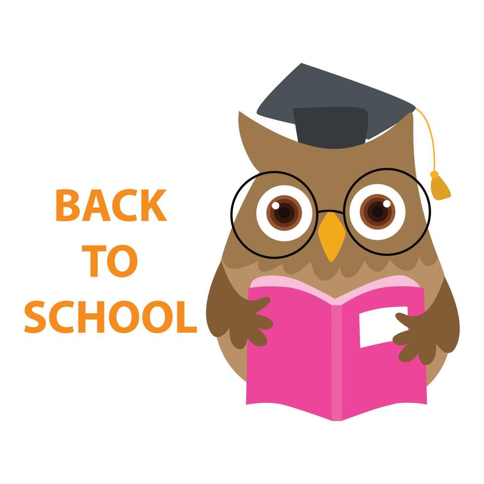 cute owl back to school after long vacation vector