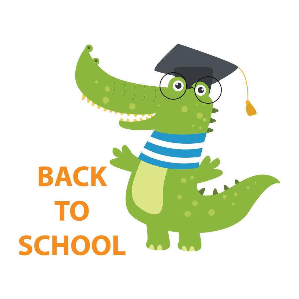 illustration vector graphic cute crocodile back to school