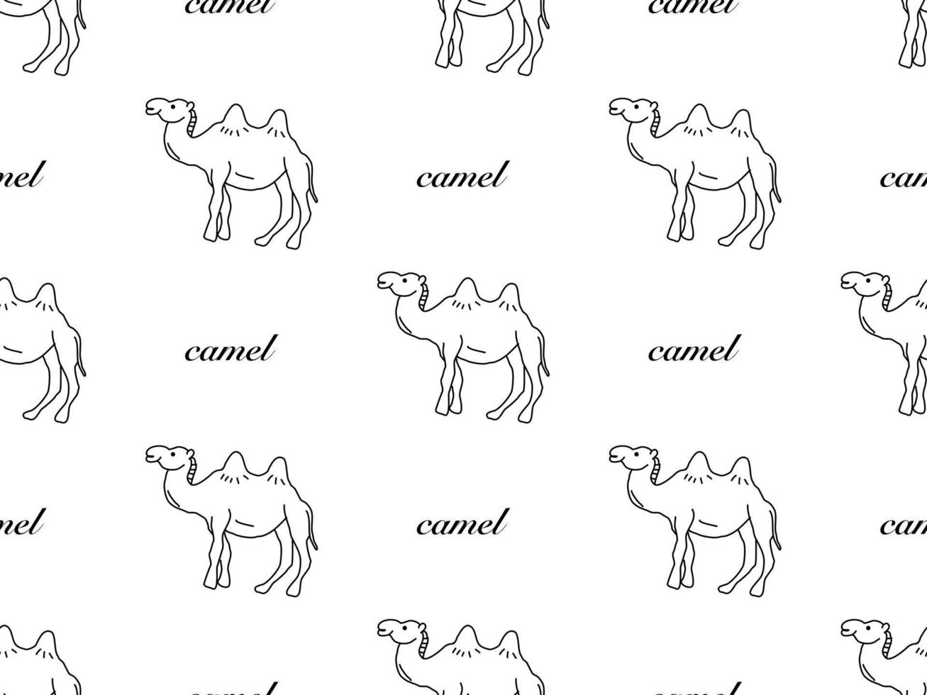 Camel cartoon character seamless pattern on white background vector