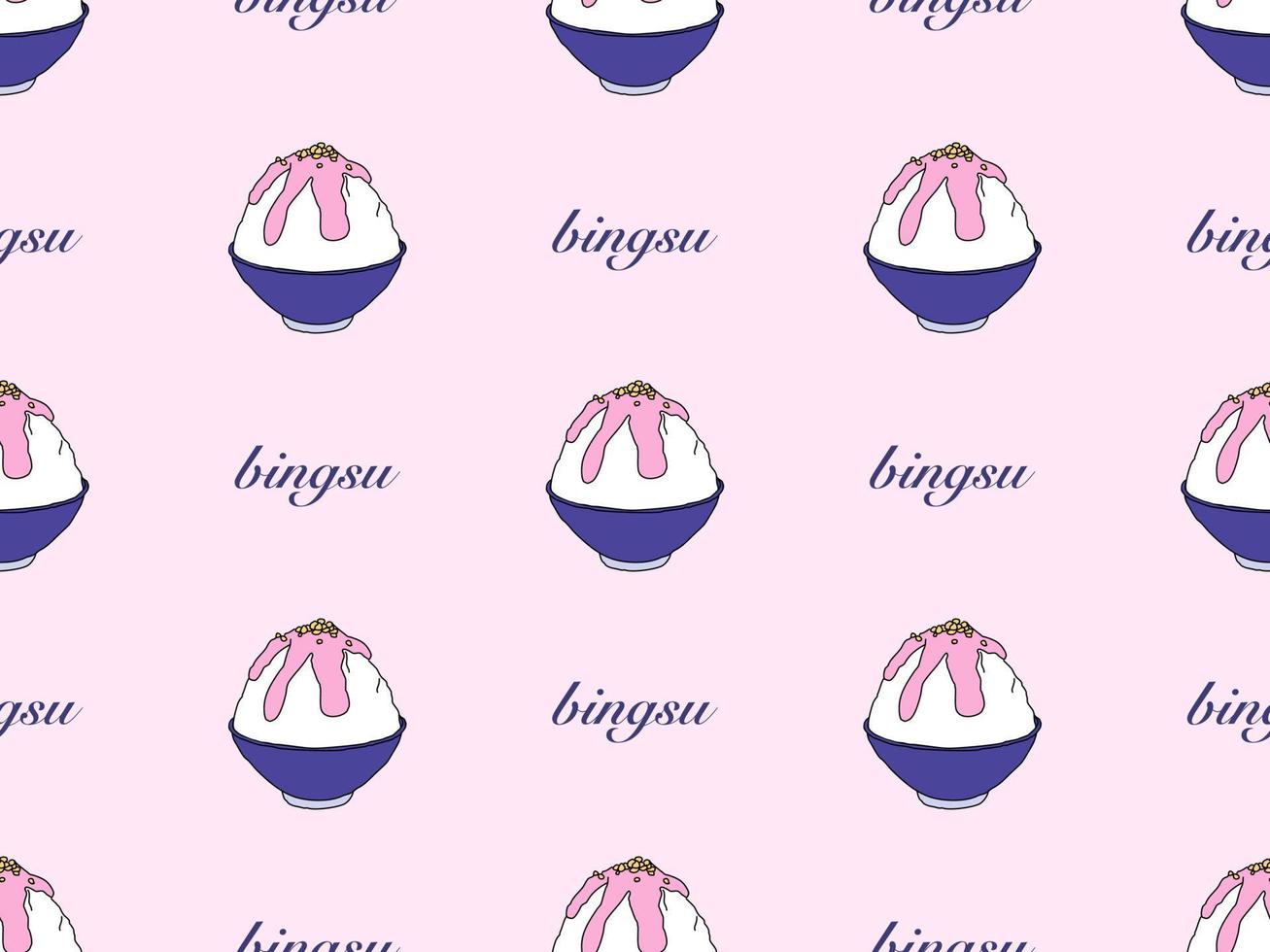 Bingsu cartoon character seamless pattern on pink background vector