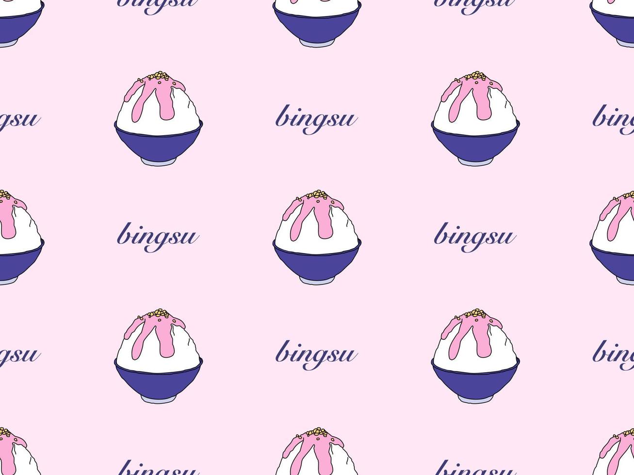 Bingsu cartoon character seamless pattern on pink background vector