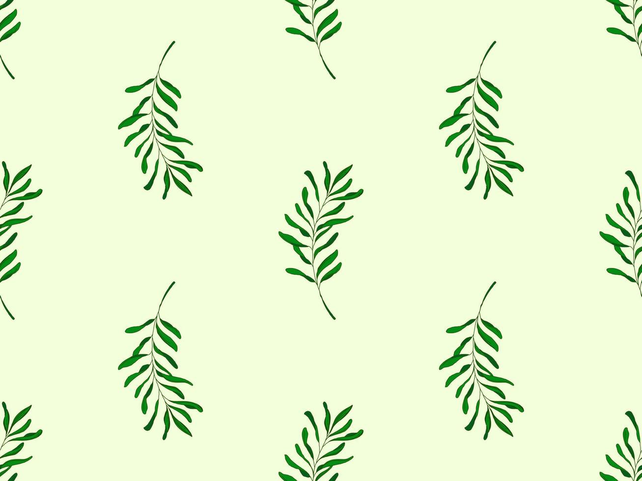 Leaf cartoon character seamless pattern on green background vector