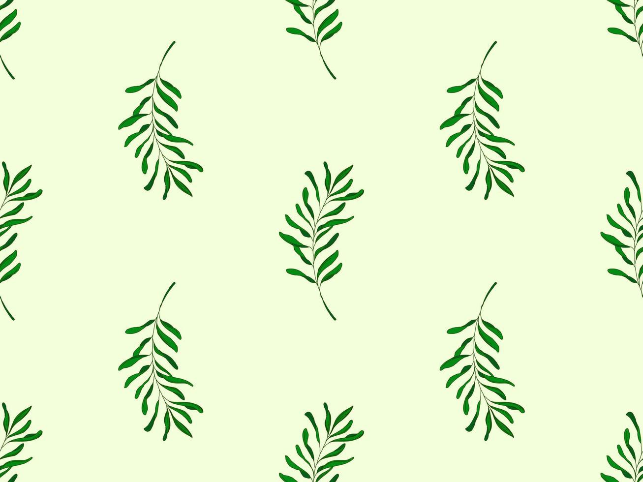 Leaf cartoon character seamless pattern on green background vector