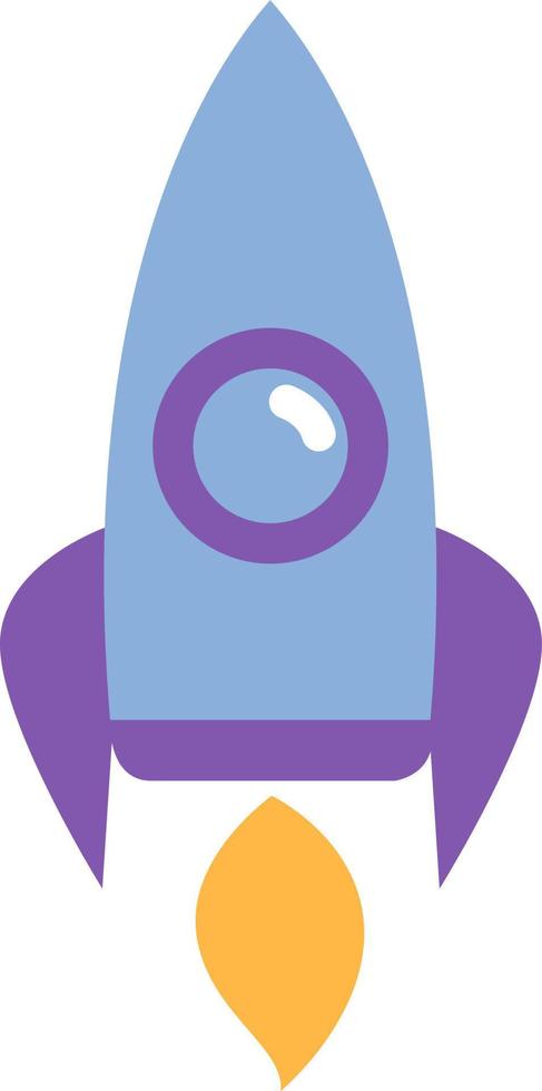 Blue space rocket, illustration, vector on white background.