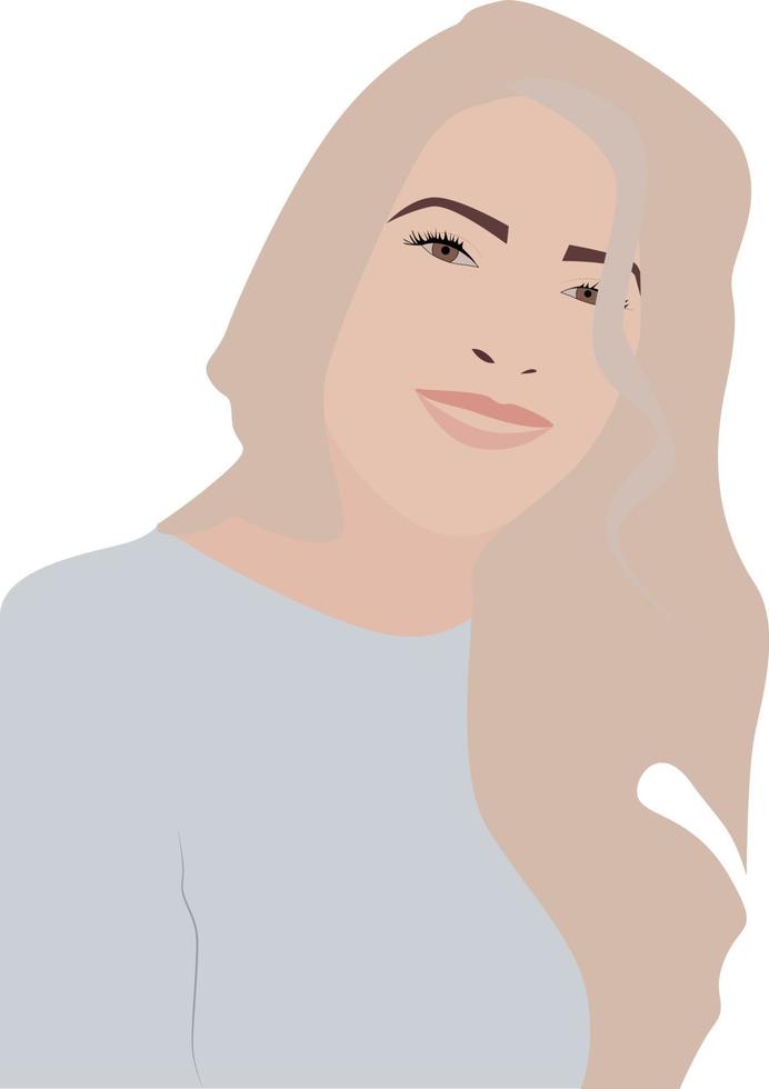 Girl in white, illustration, vector on white background.