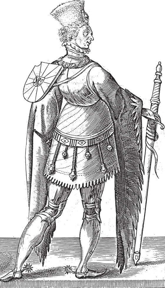 Count Robrecht I de Fries, Hendrick Goltzius, after Willem Thibaut, vintage illustration. vector