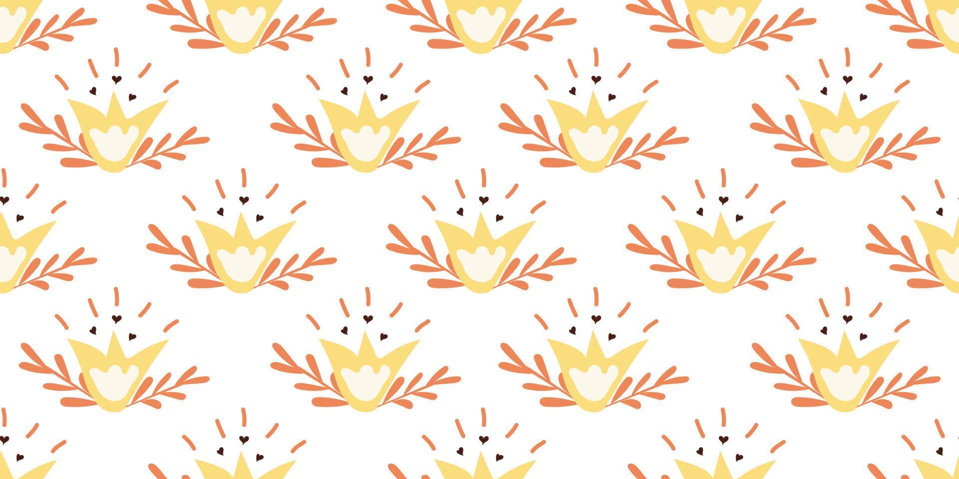 Seamless floral pattern with hearts vector