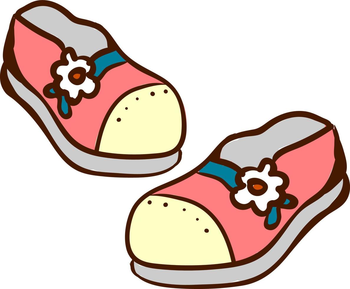 Baby cute shoes, illustration, vector on white background.