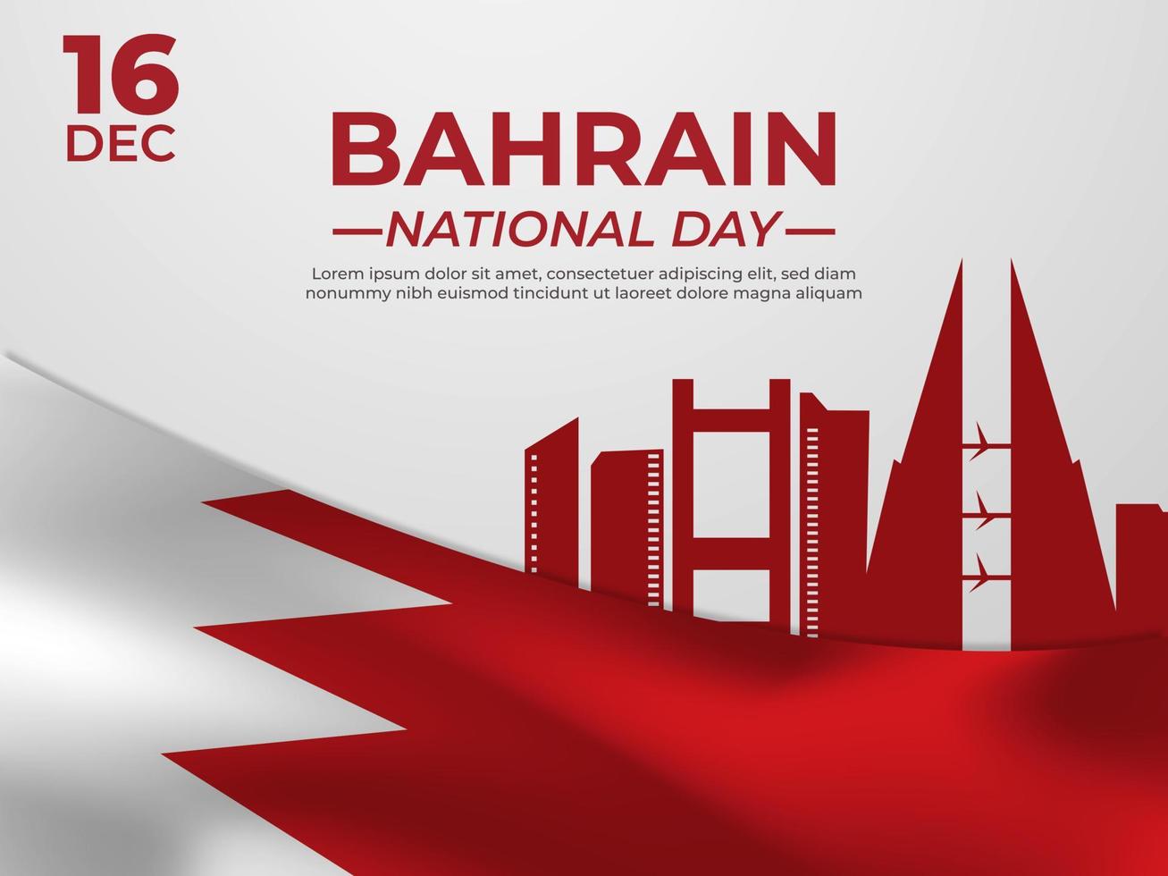 plantilla de banner de celebración del día nacional de bahrein con bandera vector
