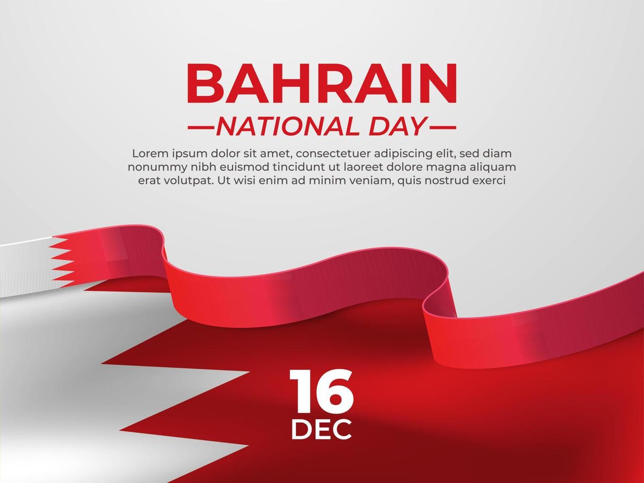 Bahrain national day celebration banner template with ribbon vector