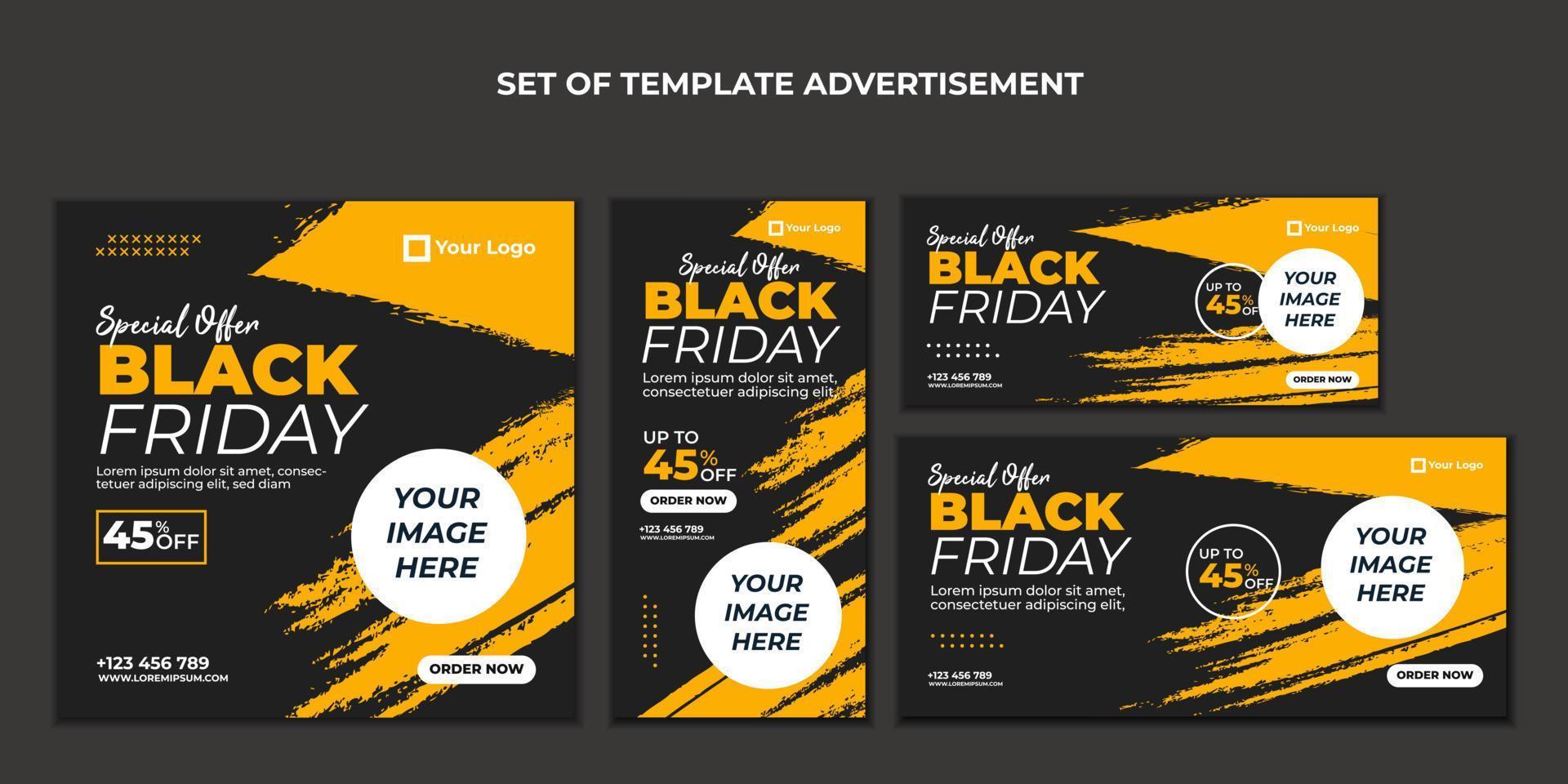 set of template advertisement for black friday vector