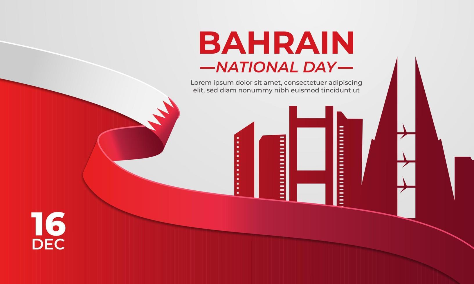 Bahrain national day celebration banner template with ribbon vector