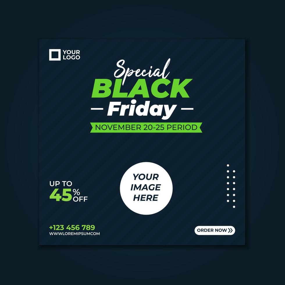 black friday social media post template vector